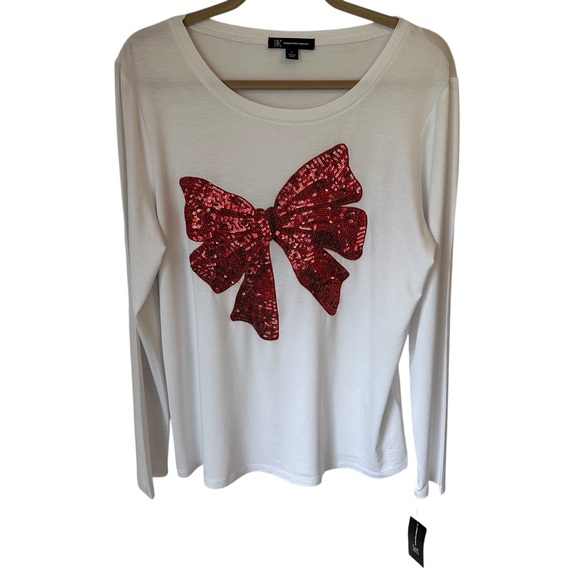 Lot of 2 Womens Fall Pumpkin & Winter Red Bow Holiday Tshirts Size Large NWT - Picture 2 of 13